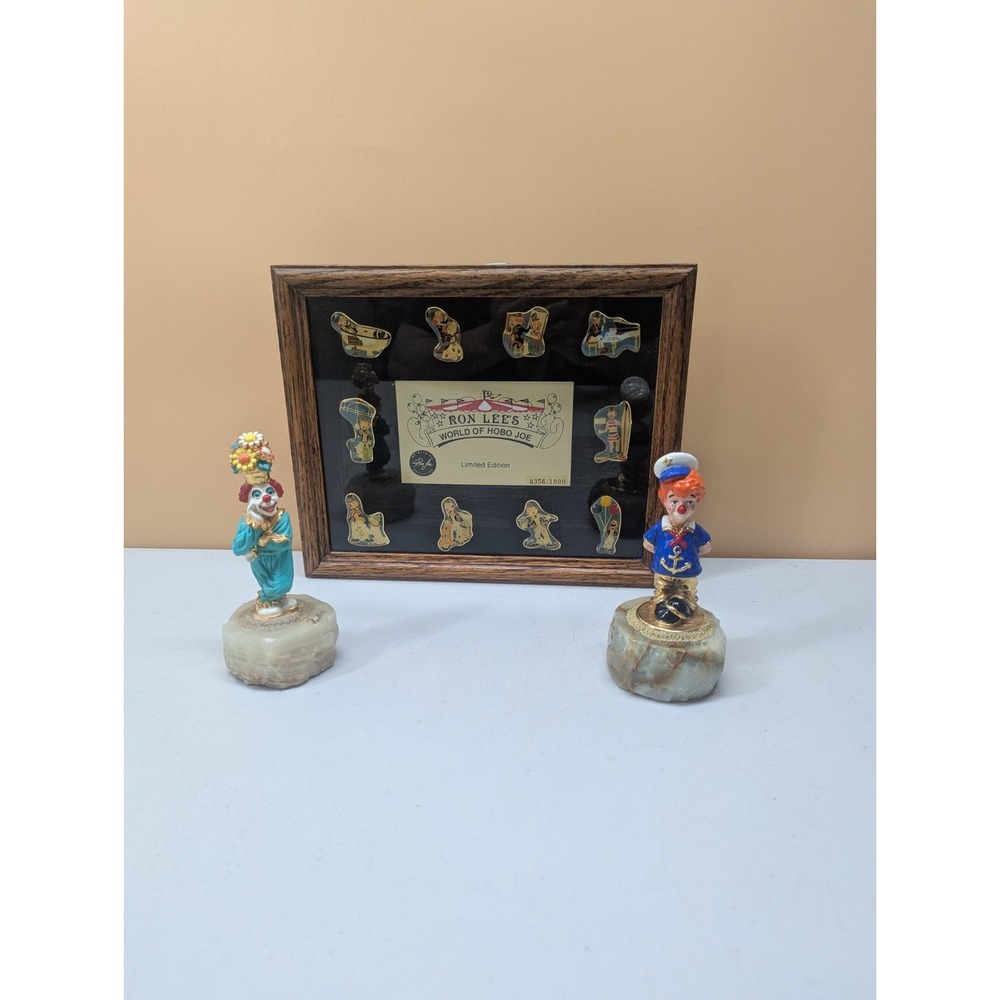 Ron Lee World Of Hobo Joe Enamel Pins  + Sailor Clown + Potsie Figurines Vintage